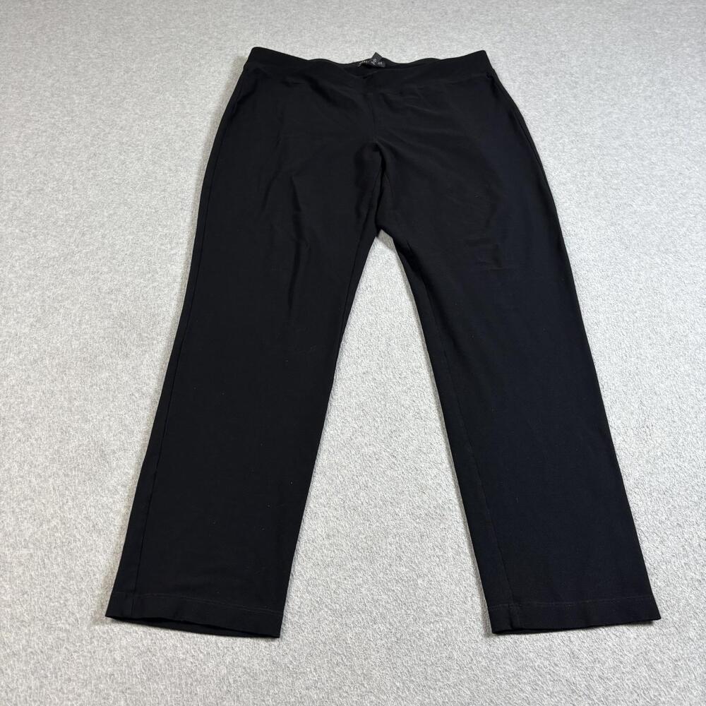 Eileen Fisher Pants Women Medium Black Crepe Pull On Stretch Office Comfortable